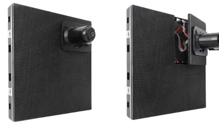 شاشة ليد داخلية ثابتة بحجم 640×640 مم تعرض محتوى رقمي عالي الدقة في مكان مغلق.